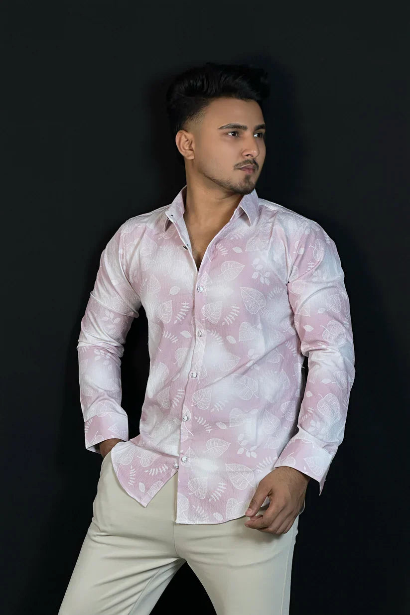 ওনিয়ন হোয়াইট প্রিন্টেড শার্ট-Floral