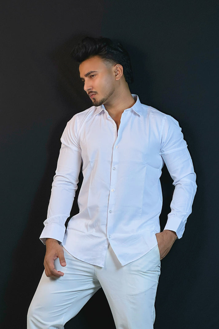 White Colour Cross Formal Shirt – Premium Quality