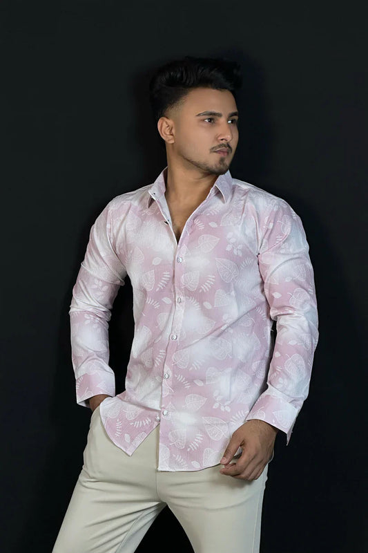 ওনিয়ন হোয়াইট প্রিন্টেড শার্ট-Floral