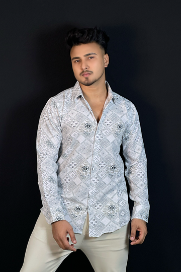 অ্যাশ অলিভ প্রিন্টেড শার্ট-Floral