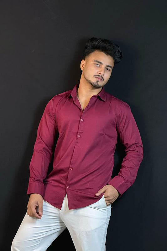 Maroon Colour Cross Formal Shirt – Premium Quality