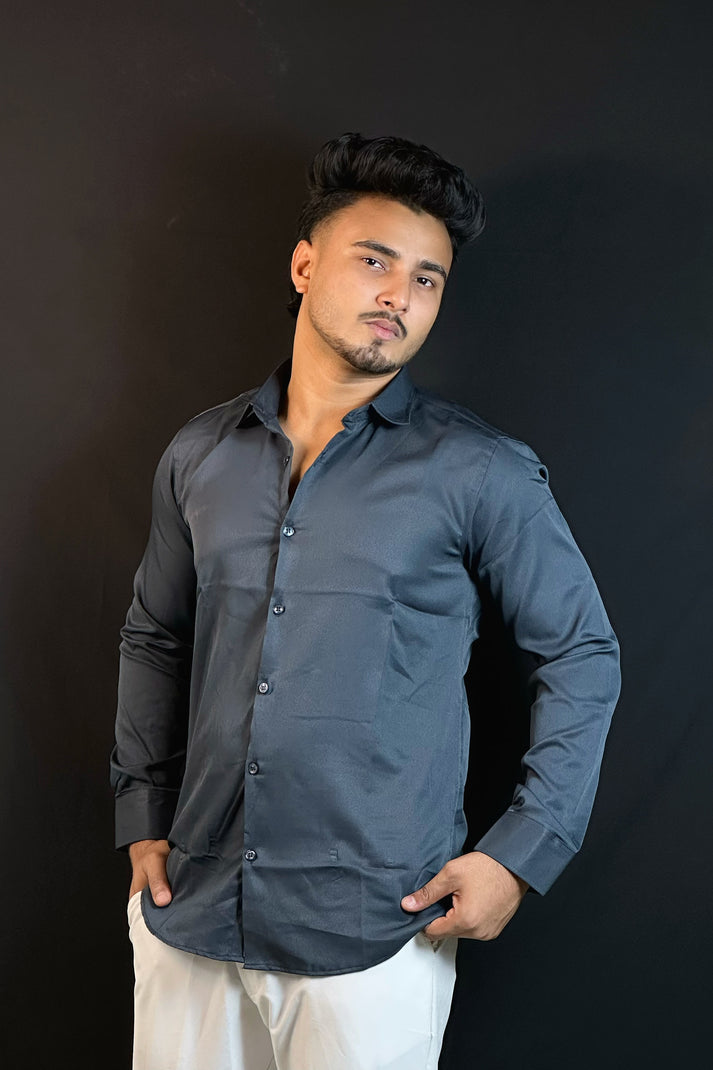 Charcoal Gray Colour Cross Formal Shirt – Premium Quality
